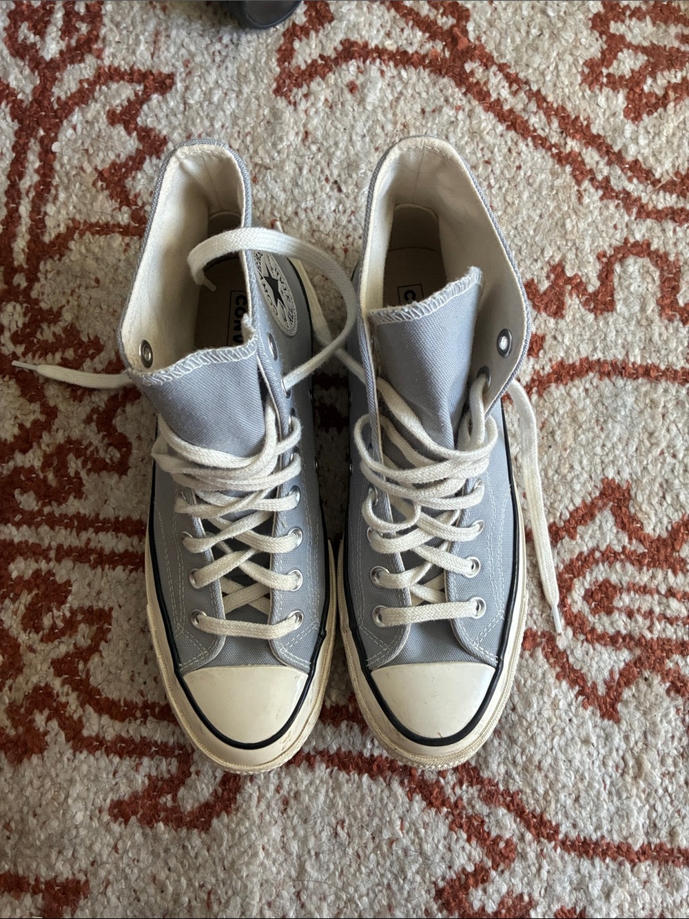 Converse High Top Sneakers in Light Gray and White